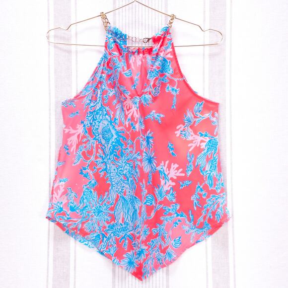 LILLY PULITZER Shirt Tank Top Pink Blue Womens XXS Sleeveless Pink Resortwear‎ - Picture 2 of 10